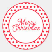 可愛いメリークリスマス 赤い水玉 ラウンドシール (正面)