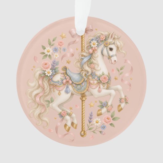 可愛いメリーゴーラウンドの馬 ビンテージアート オーナメント (正面)