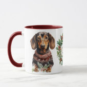 可愛いメリーダシュント犬クリスマスマグ マグカップ (左)