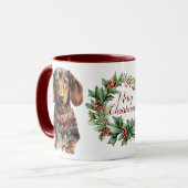 可愛いメリーダシュント犬クリスマスマグ マグカップ (正面左)