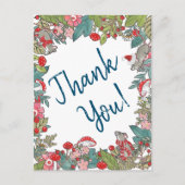 可愛いメリーネズミクリスマスありがとうウッドランドマウス ポストカード (正面)