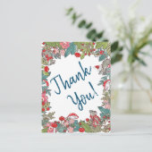 可愛いメリーネズミクリスマスありがとうウッドランドマウス ポストカード (スタンド正面)