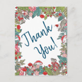 可愛いメリーネズミクリスマスありがとうウッドランドマウス ポストカード (正面)