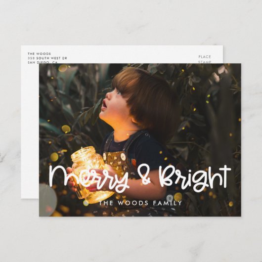 可愛いメリー脚本と明るい休日の写真 ポストカード (正面/裏面)