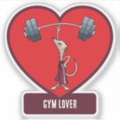 可愛いメルカットジムラバーフおもしろいァー重量挙げ漫画 シール (正面)