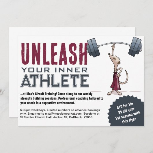 可愛いメルカトあなたの内側のアスリート漫画を解き放つ 招待状 (正面/裏面)