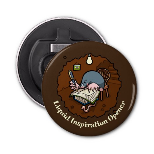 可愛いモグラを書く作家のための液体インスピレーションのオープナー 栓抜き (正面)