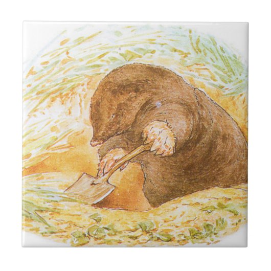 可愛いモグラ子供へ(Beatrix Potter) タイル (正面)