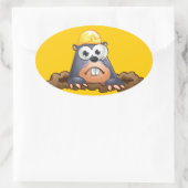 可愛いモグラ掘り漫画 楕円形シール (バッグ)