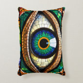 可愛いモザイクのステンドグラスデザイン アクセントクッション (正面(垂直))