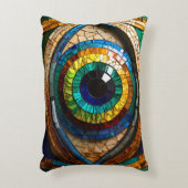 可愛いモザイクのステンドグラスデザイン アクセントクッション (正面(垂直))