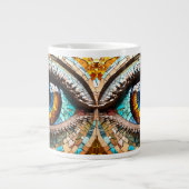 可愛いモザイクのステンドグラスデザイン ジャンボコーヒーマグカップ (正面)