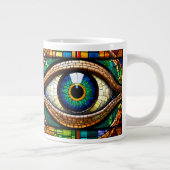 可愛いモザイクステンドグラスアイデザインブルー&グリーン ジャンボコーヒーマグカップ (右)