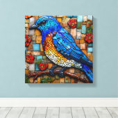 可愛いモザイク鳥 キャンバスプリント (インサイチュ (ウッドフロア))