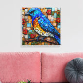 可愛いモザイク鳥 キャンバスプリント (インサイチュ (リビング))