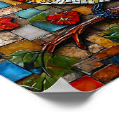 可愛いモザイク鳥 ポスター (角)