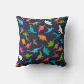 可愛いモダンおもしろいカラフル恐竜キッズパターン クッション (裏面)