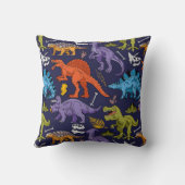 可愛いモダンおもしろいカラフル恐竜キッズパターン クッション (裏面)