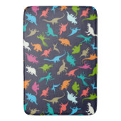 可愛いモダンおもしろいカラフル恐竜キッズパターン バスマット (正面縦)