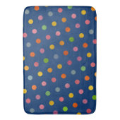 可愛いモダンおもしろいネイビー数々のブルー水玉模様 バスマット (正面縦)