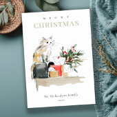 可愛いモダンお水の色メオウィクリスマスプレゼント猫 シーズンカード