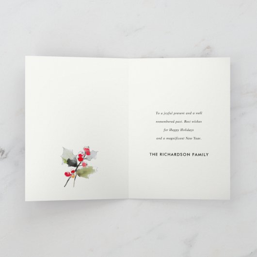 可愛いモダンお水の色メオウィクリスマスプレゼント猫 シーズンカード (内部)