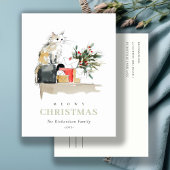 可愛いモダンお水の色メオウィクリスマスプレゼント猫 シーズンポストカード