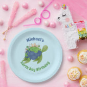 可愛いモダンアースデイウミガメ誕生日パーティー ペーパープレート (パーティー)