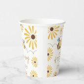 可愛いモダンイエロービーとひまわりファースト・ビー 紙コップ (右)