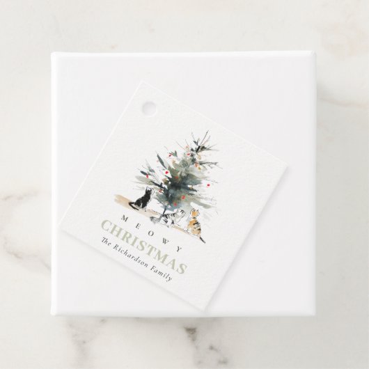 可愛いモダンウオイのクリスマスツリー猫 フェイバータグ (インサイチュ)