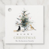 可愛いモダンウオイのクリスマスツリー猫 フェイバータグ (正面)