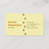 可愛いモダンオレンジペットシッティングドッグ歩く 名刺 (裏面)