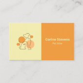 可愛いモダンオレンジペットシッティングドッグ歩く 名刺 (正面)