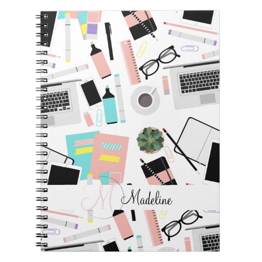 可愛いモダンカスタムデスクトップのパターン ノートブック (正面)