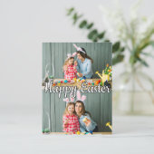 可愛いモダンカスタム2写真ファミリーイースター ポストカード (スタンド正面)