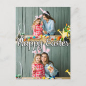 可愛いモダンカスタム2写真ファミリーイースター ポストカード (正面)