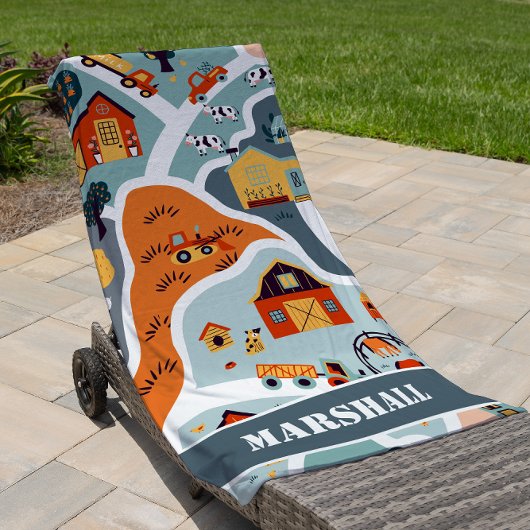 可愛いモダンキッズファリアードトレンディー ビーチタオル