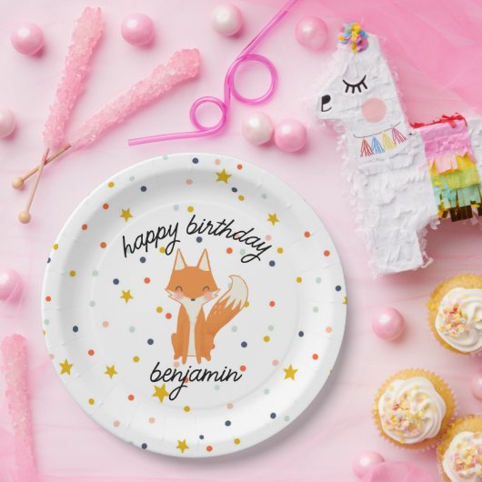 可愛いモダンキツネ子供のパーティー紙プレート ペーパープレート (パーティー)