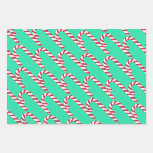 可愛いモダンクラシックキャンディーケーンクリスマスプレゼント ラッピングペーパーシート (正面3)