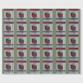 可愛いモダンクリスマスの鳥とカスタム文字 ラッピングペーパー (フラット)