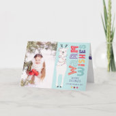 可愛いモダンクリスマスLlama文字列ライト写真 シーズンカード (正面)