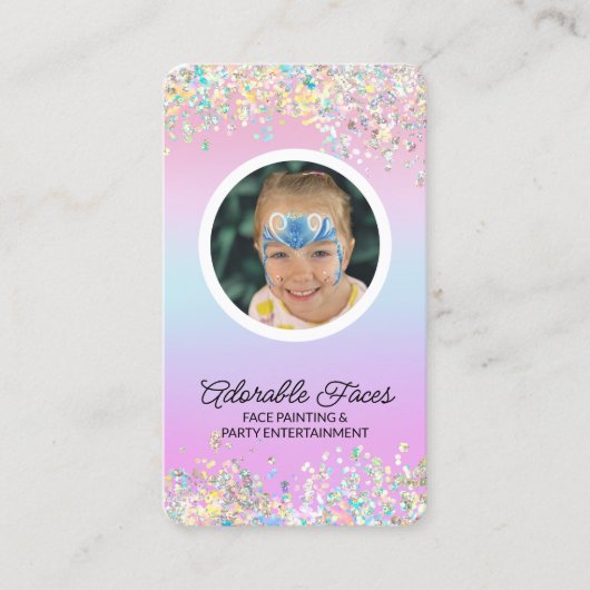 可愛いモダングリッター顔画家の写真 名刺 (正面)