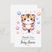 可愛いモダンタイガー赤ちゃんシャワー サンキューカード (正面/裏面)