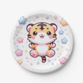 可愛いモダンタイガー赤ちゃんシャワー ペーパープレート (正面)