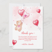 可愛いモダンテディベアハートバルーンベビーシャワー サンキューカード (正面)