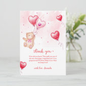 可愛いモダンテディベアハートバルーンベビーシャワー サンキューカード (スタンド正面)