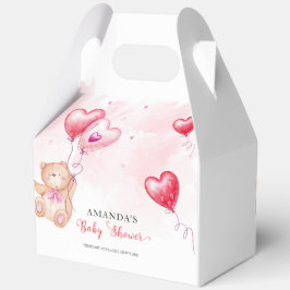 可愛いモダンテディベアハートバルーンベビーシャワー フェイバーボックス