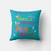 可愛いモダンディノ恐竜キッズバースデーパーティー クッション (裏面)