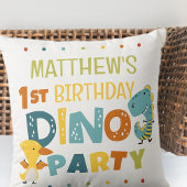 可愛いモダンディノ恐竜キッズバースデーパーティー クッション