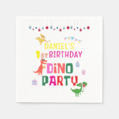 可愛いモダンディノ恐竜キッズバースデーパーティー スタンダードカクテルナプキン (正面)